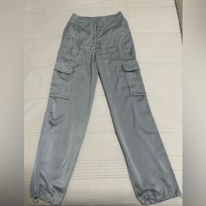 Blue Silk Cargo Pants
